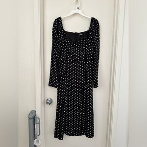 Lulus Black Dress with White Polka Dots Size Large